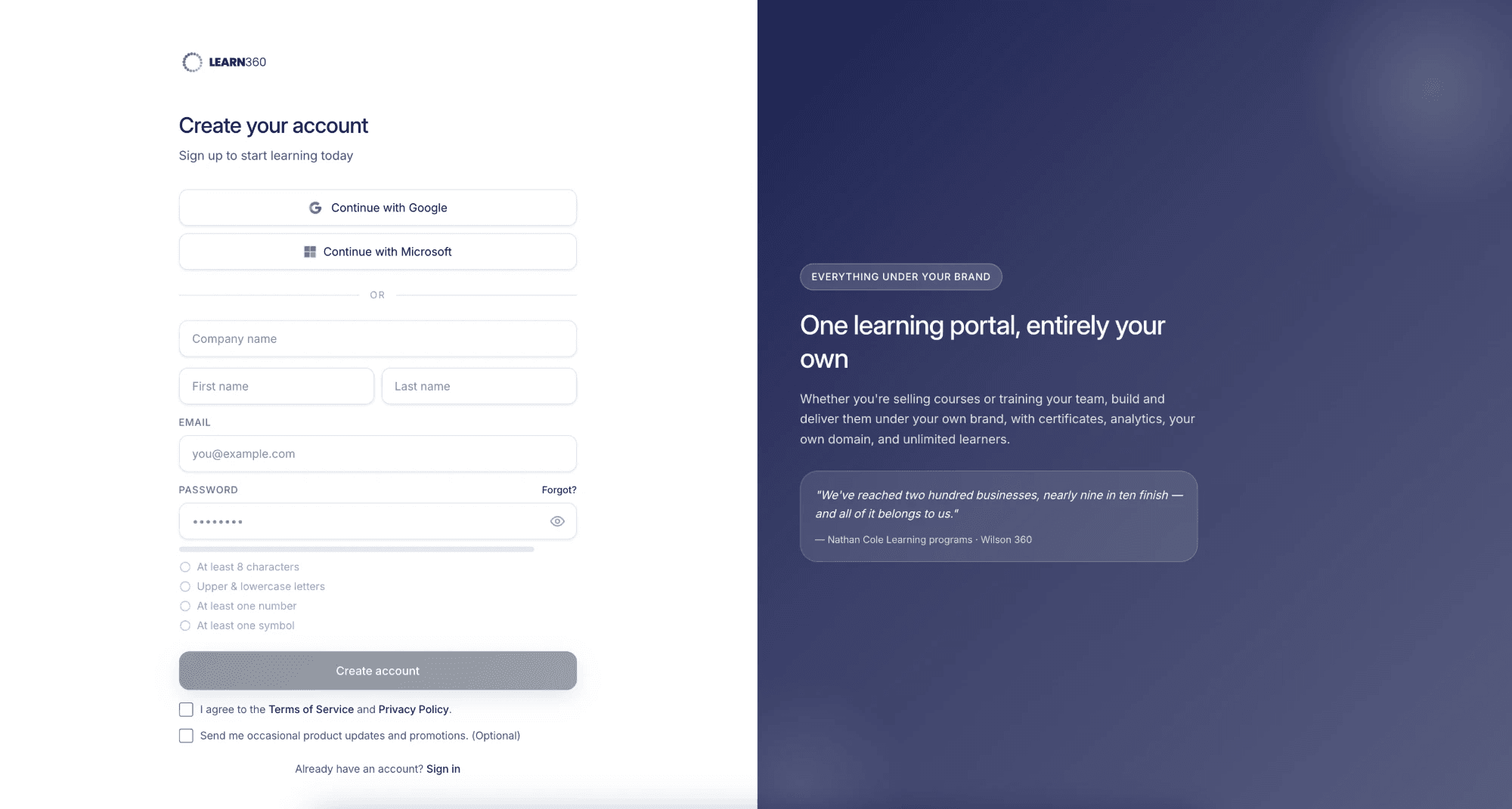 Create your account