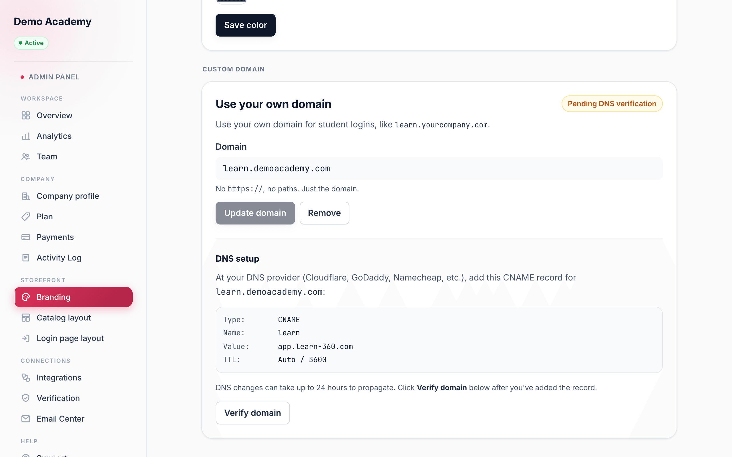 Branding — Use your own domain