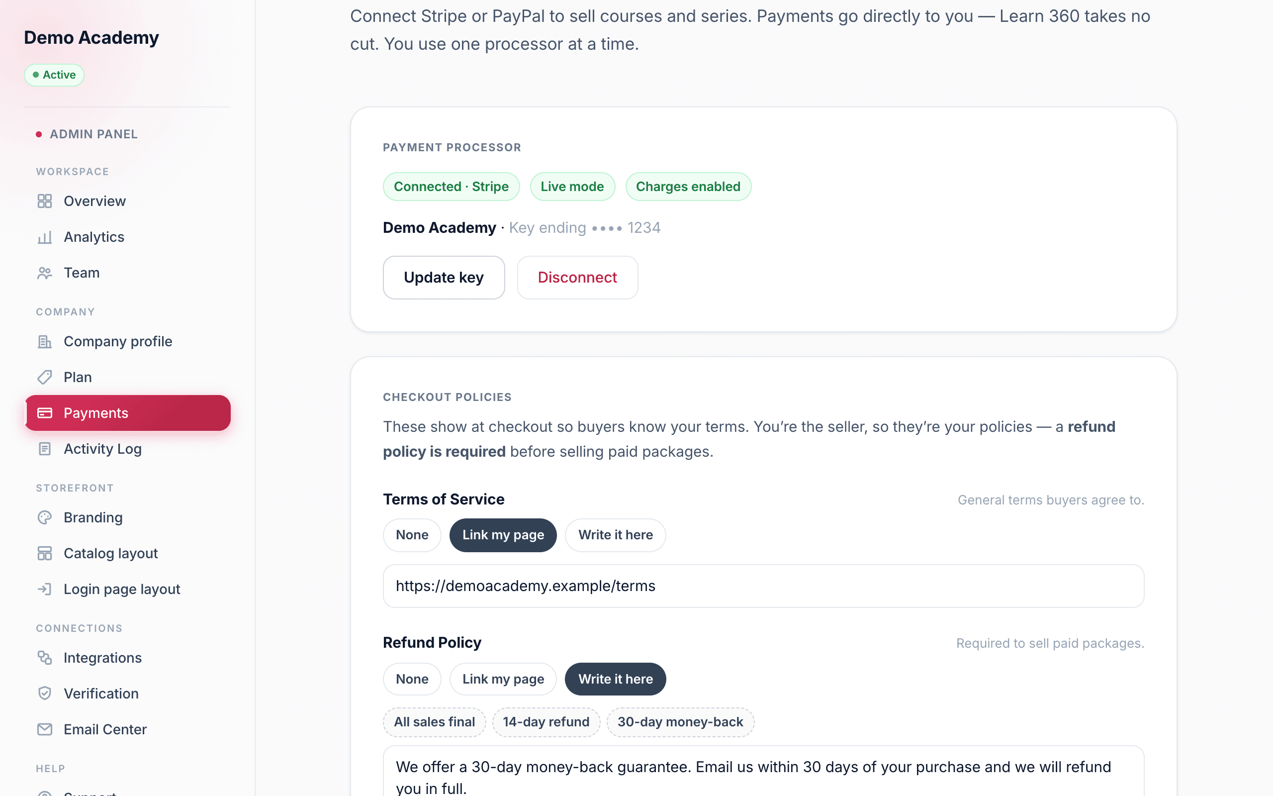 Checkout policies
