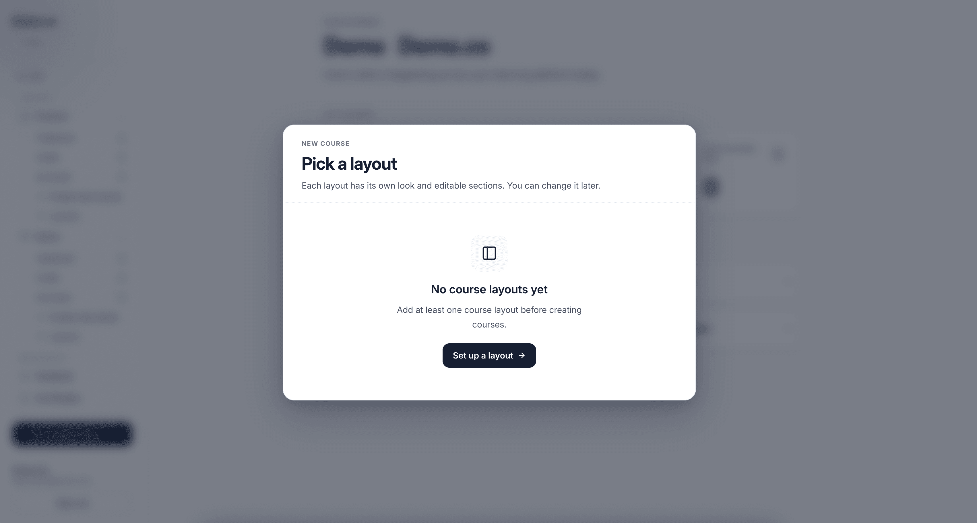 New course — pick a layout