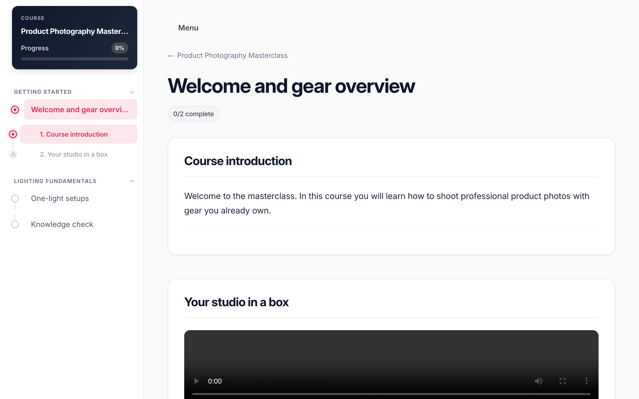 The lesson player