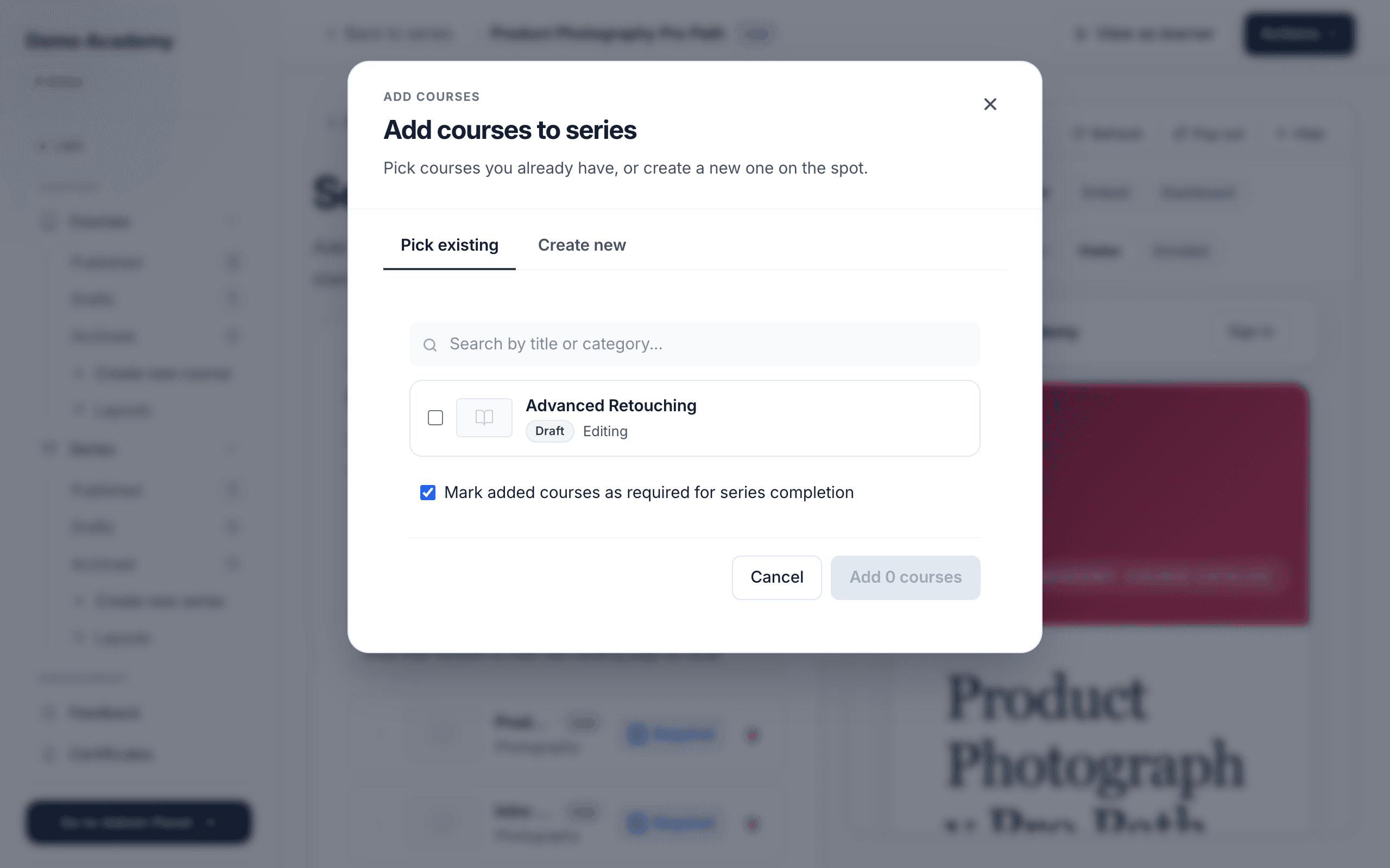 Add courses to series