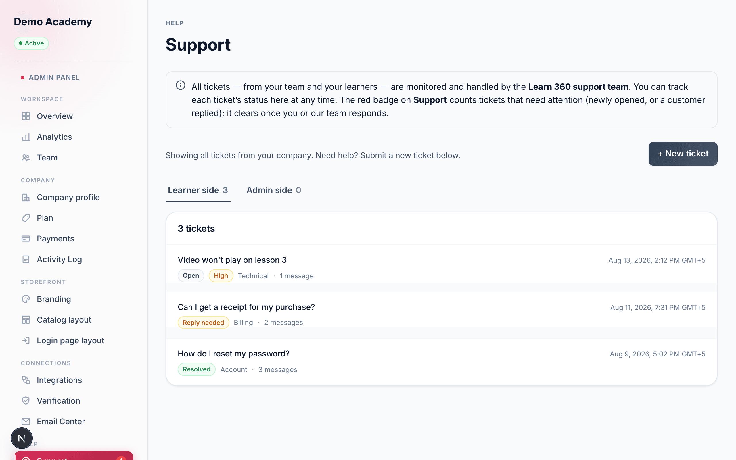 The Support desk