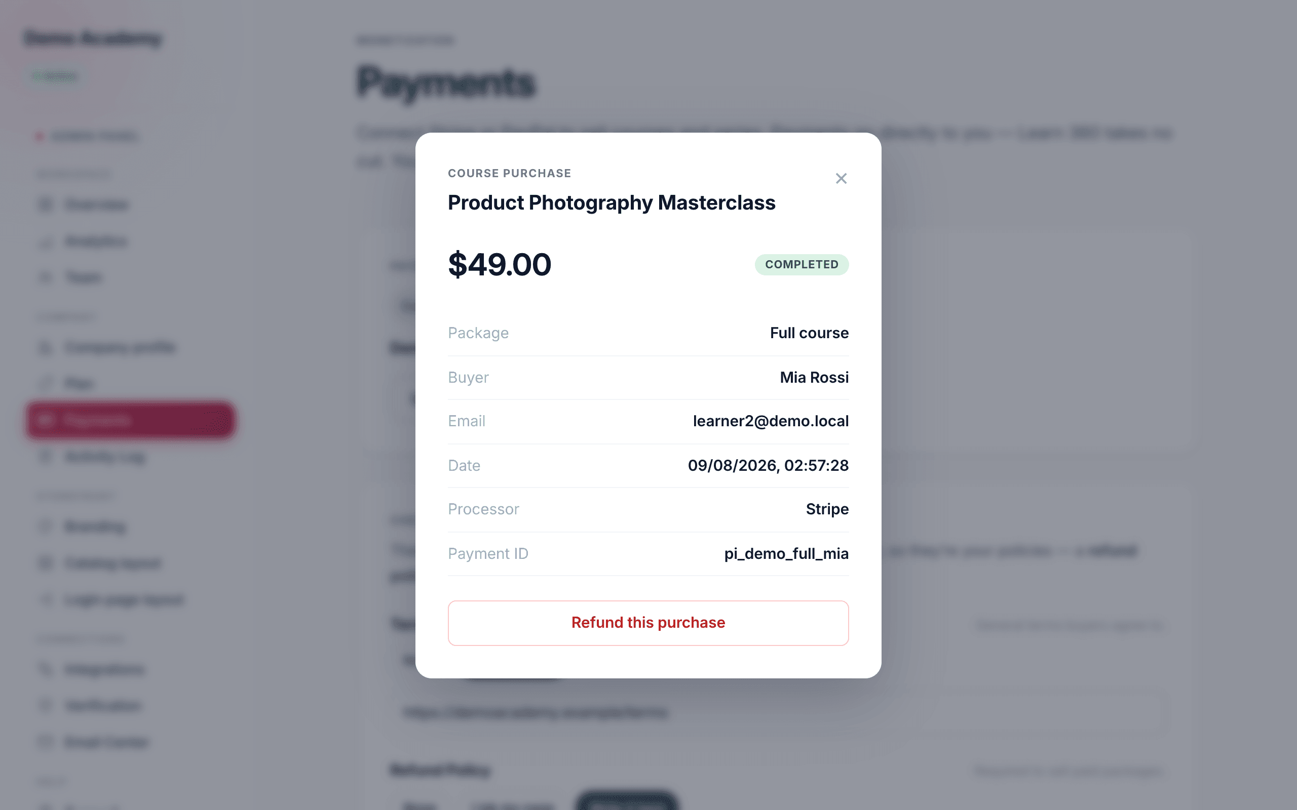 Transaction detail — refund