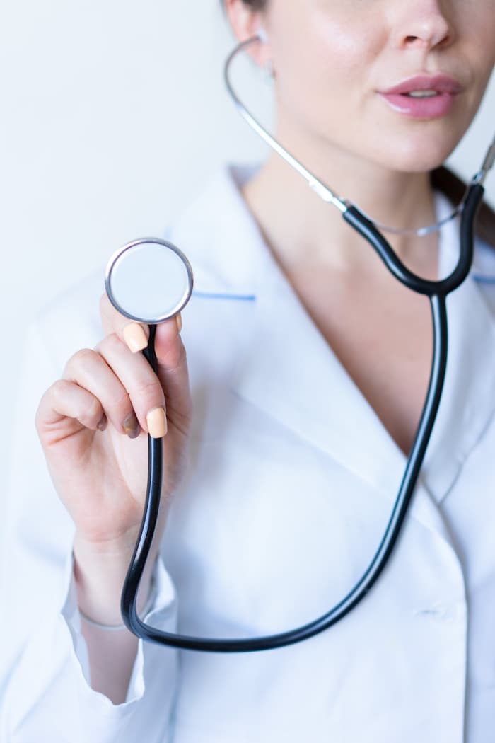 A clinician with a stethoscope